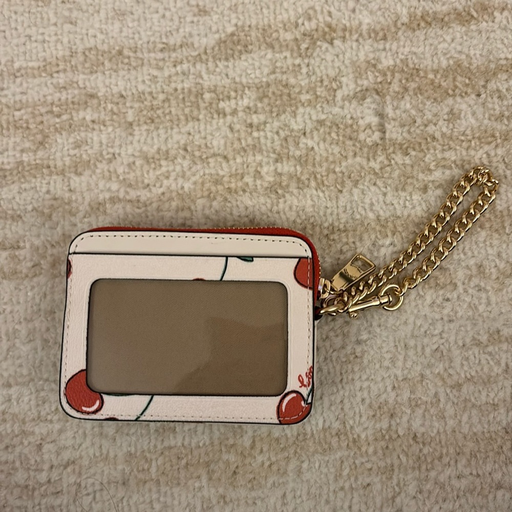 COACH Zip Card Case With Heart Cherry Print
